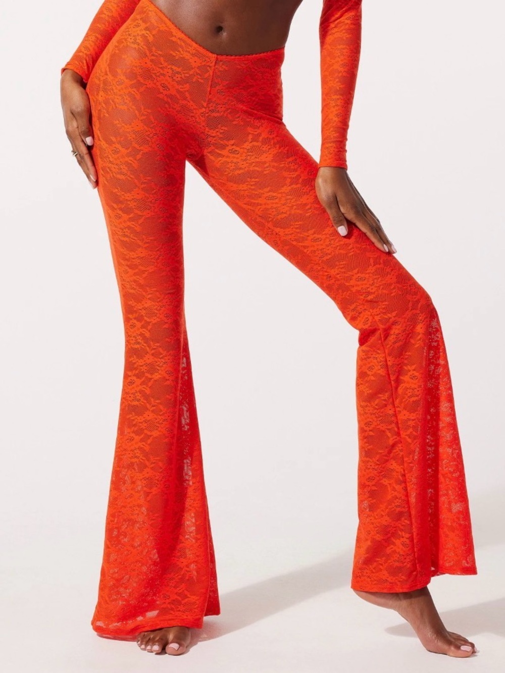 Savage X Fenty Bright Orange LACE DEUX LEGGING Flare